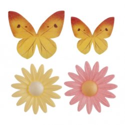 Ätbara dekorationer fjärilar och blommor