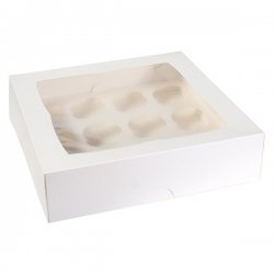 25 st Vit cupcakes-box för 12 muffins