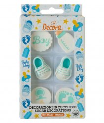 Sockerdekorationer baby shower rosa