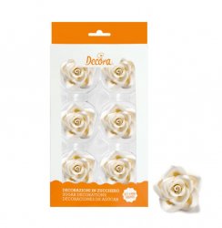 sockerdekorationer vita rosor