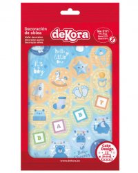 Ätbar waferdekorationer baby blå