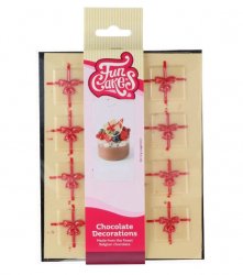 FunCakes Chocolate Decorations Gift White/Red pk/12