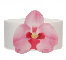 Ätbar tårtdekoration waferblomma Orkidé rosa 10 st