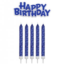 Tårtljus PME Happy Birthday Blå 17 delar