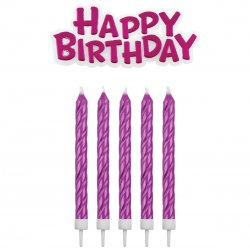 PME Tårtljus Happy Birthday Pink 17 delar