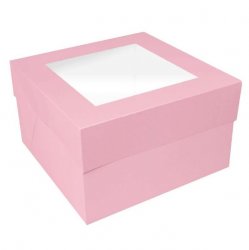 Rosa tårtkartong med fönsterlock 20 x h 15 cm
