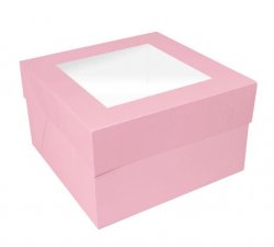 rosa tårtkartong med fönsterlock