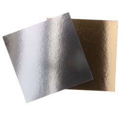 Tårtbricka fyrkantig guld/silver 30 cm 