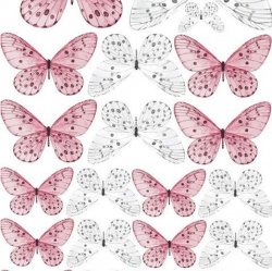 Ätbara waferdekorationer rosa vita fjärilar