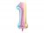 Foil Balloon Number ''1'', 86cm, pastel rainbow