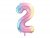 Foil Balloon Number ''2'', 86cm, pastel rainbow