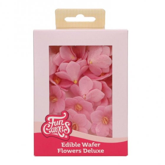 Ätbar Tårtdekoration Waferblommor Rosa 18 st