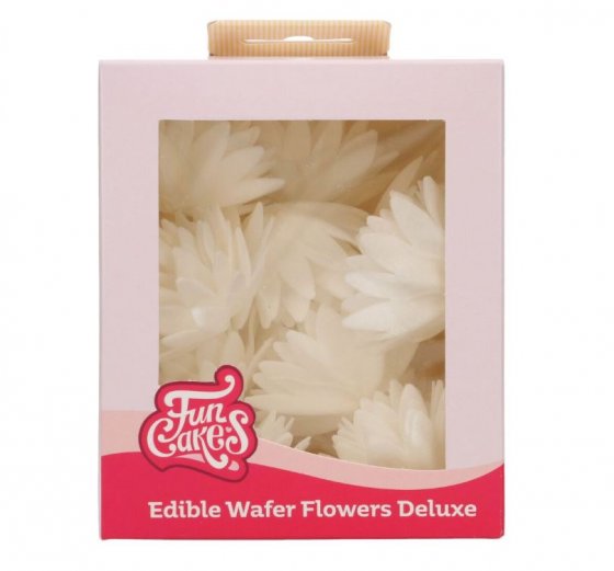 Ätbar tårtdekoration waferblomma Vit 14 st