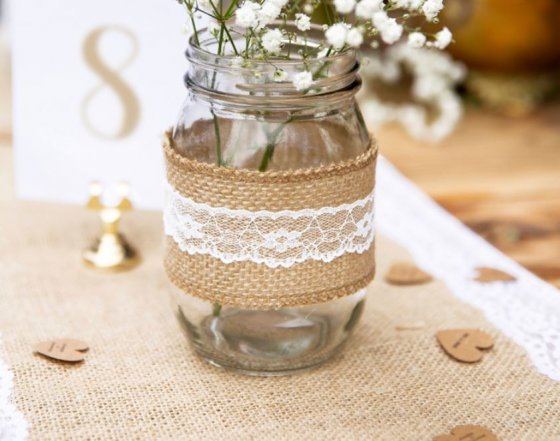 Dekorationsband jute med spets