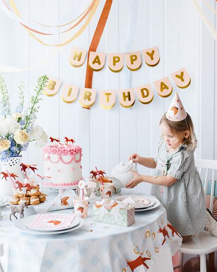 Banner Happy Birthday rosa/guld