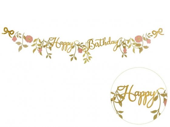 Banneri kukilla "Happy Birthday" 1,3 m