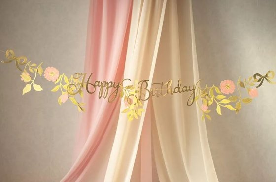 Banneri kukilla "Happy Birthday" 1,3 m