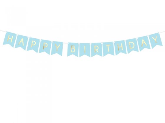 Banner Happy Birthday Blue/Kulta