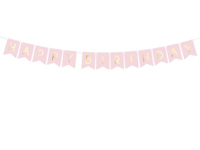 Banner Happy Birthday Pink/Gold