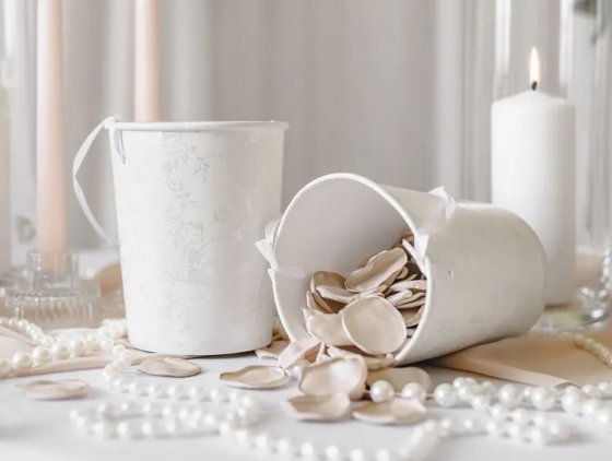 Beige rosblad i tyg, 100 st