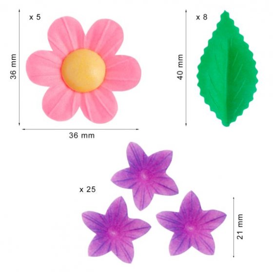 Ätbara waferdekorationer blommor