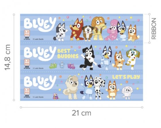 Tårtbild Kantdekoration Bluey & Bingo 5 x 21 cm 3-pack