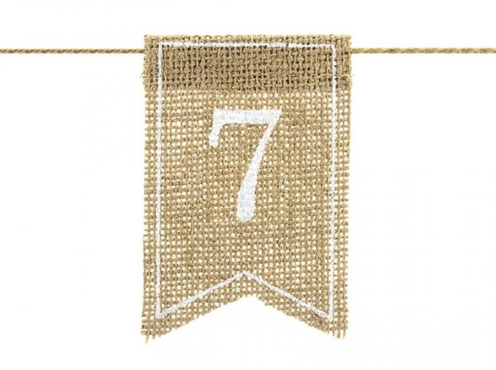 Pöytänumero juutti 7 x 10,5 cm 20 kpl