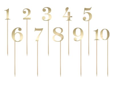 Bordsnummer i guld 1-10