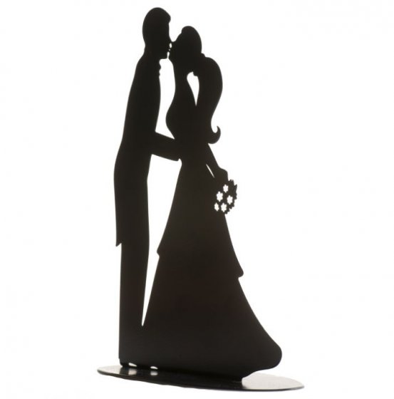Brudpar i metall till tårtan