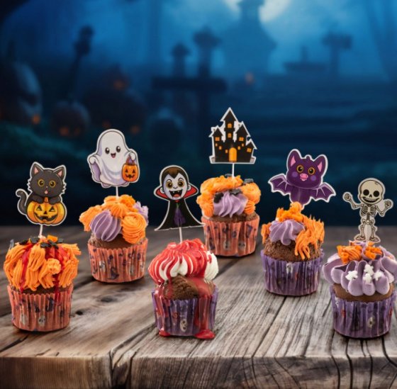 Cupcake Toppers Halloween 16 st