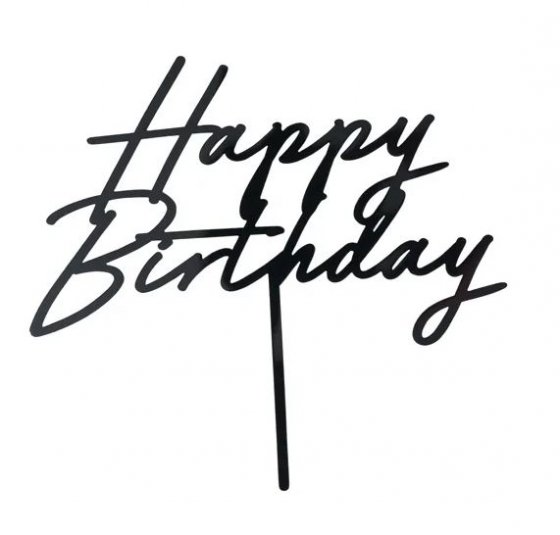 Cake Topper svart happy birthday