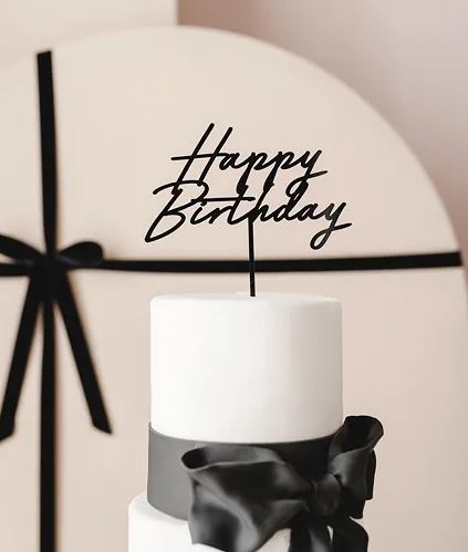Cake Topper svart happy birthday