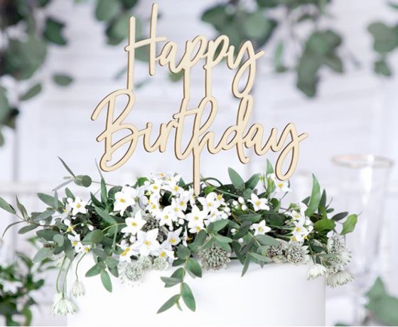 Cake topper födelsedag trä