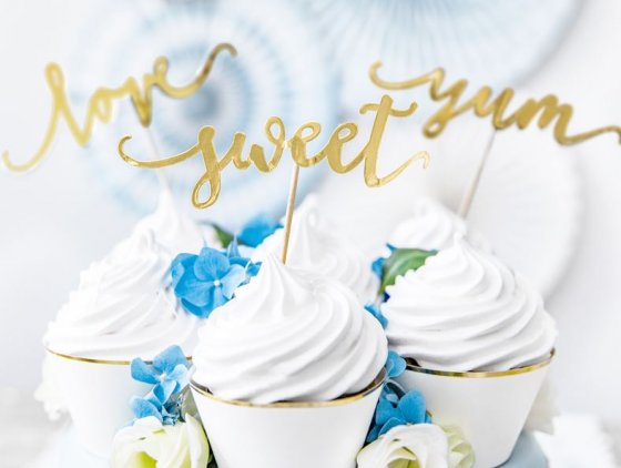 cupcake toppers love guld