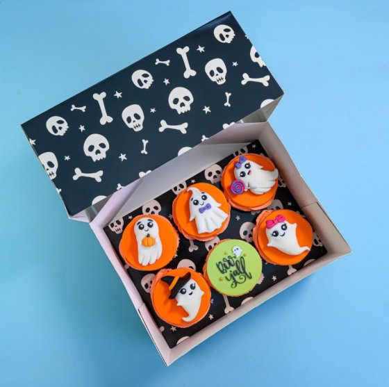 Simply Making Cupcake Box 6 Halloween Skeleton pk/2