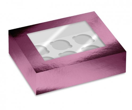 Cupcake Box för 6 muffins Rosa 2-pack