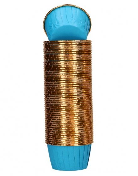 Wilton Cupcakesformar Blå med guldkant 50 st