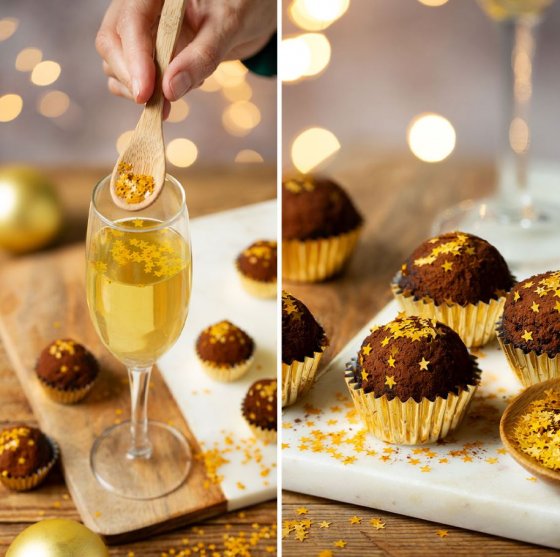 Ätbart glitter guldstjärnor