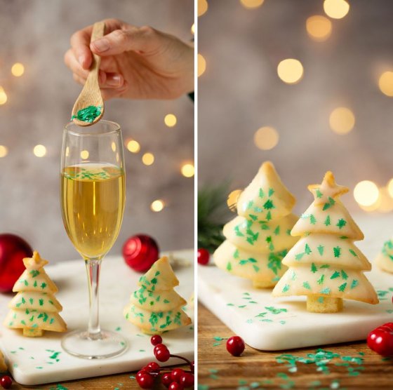 Ätbart glitter julgranar