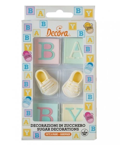 Sockerdekorationer baby shower