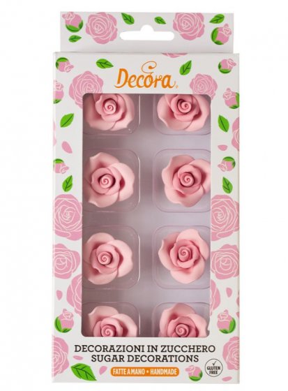 Decora sokerikoristeet Vaaleanpunaiset ruusut Ø3,5 cm