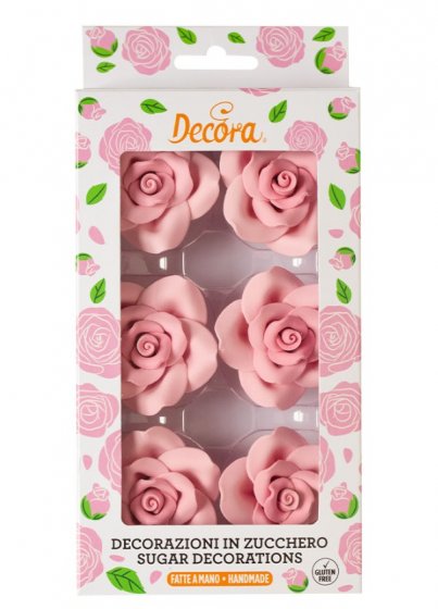 Decora sokerikoristeet Vaaleanpunaiset ruusut Ø5 cm