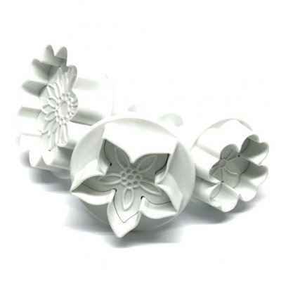 Dekofee utstickare tre olika blommor