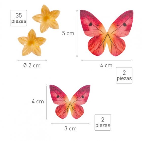 Ätbara dekorationer fjärilar och blommor