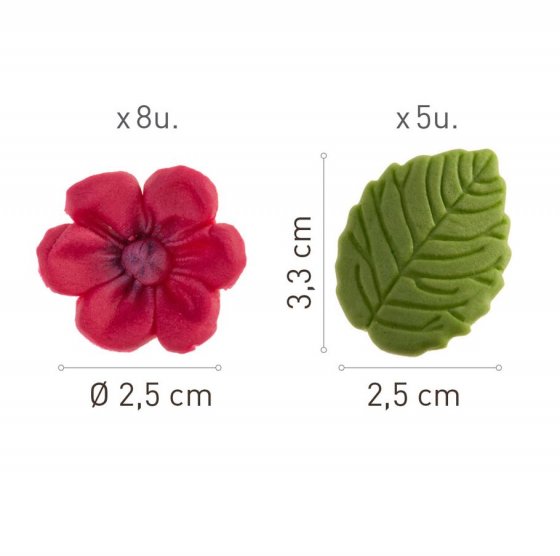 sockerdekorationer blommor & blad