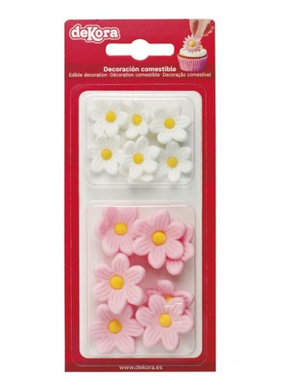 Sockerdekorationer rosa vita