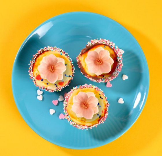 Syötävä kakkukoriste waferkukat vaaleanpunainen 18 kpl