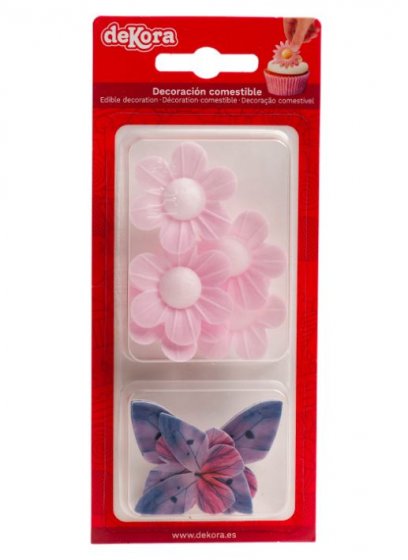 Ätbara dekorationer blommor & fjärilar