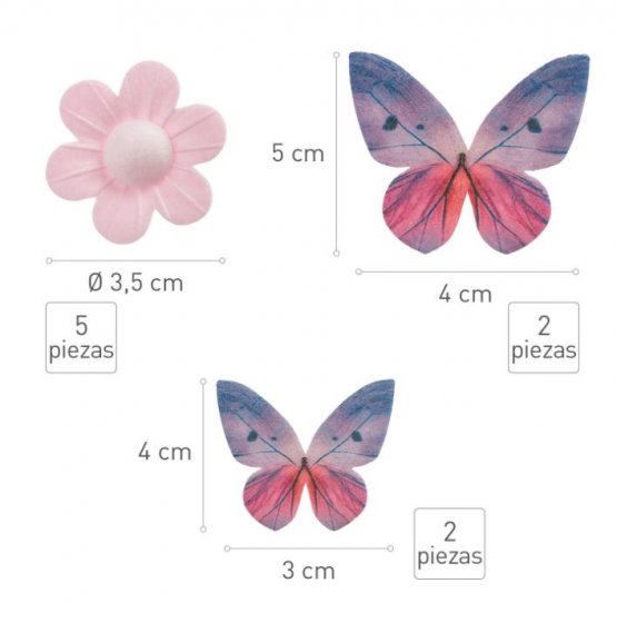 Ätbara dekorationer blommor & fjärilar