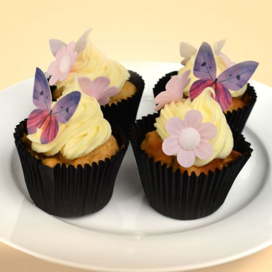 Ätbara dekorationer blommor & fjärilar